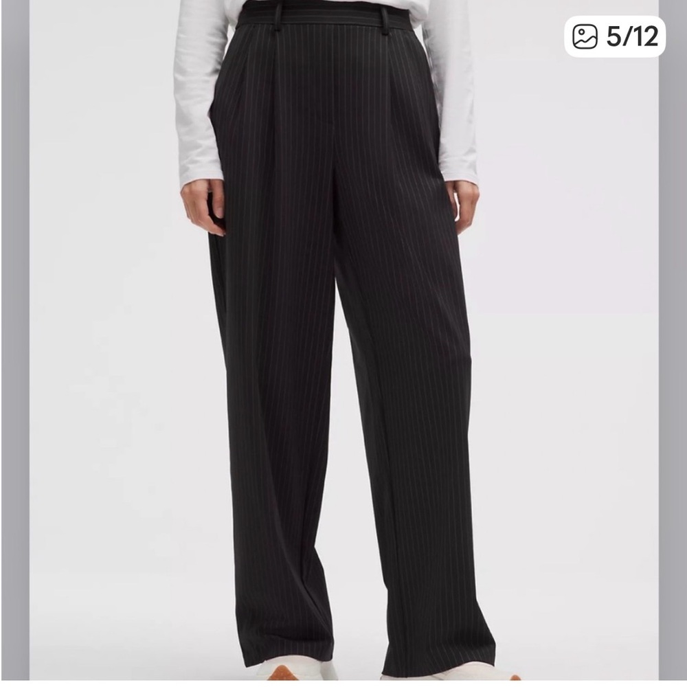 lululemon athletica Black Pinstripe Wide Leg Pants
